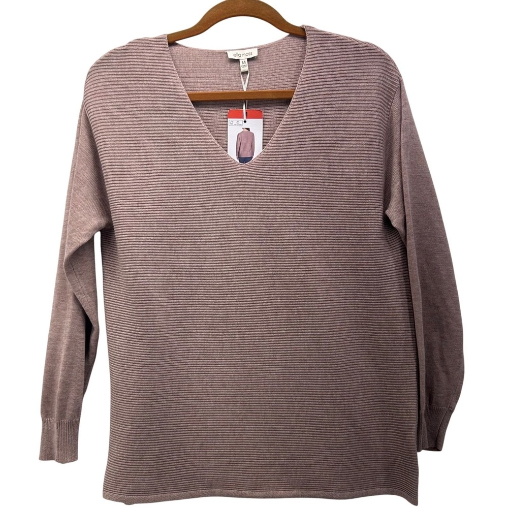 Ella Moss Womens Sweater Size M Ribbed Knit Cozy Comfy Lounge Winter Preppy Fall